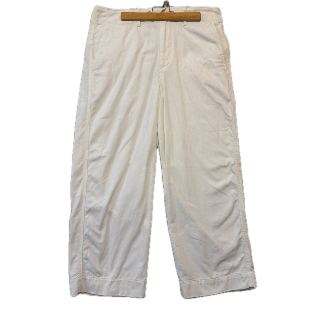 POLO RALPH LAUREN Boy Crop Chino Pants Womens 6 White Cotton Twill Raw Hem
